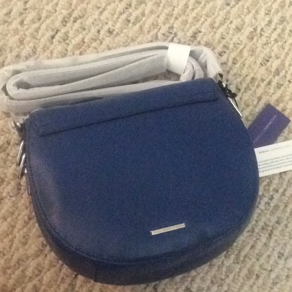 🆕 Rebecca Minkoff blue studded leather saddle bag - Picture 5 of 8